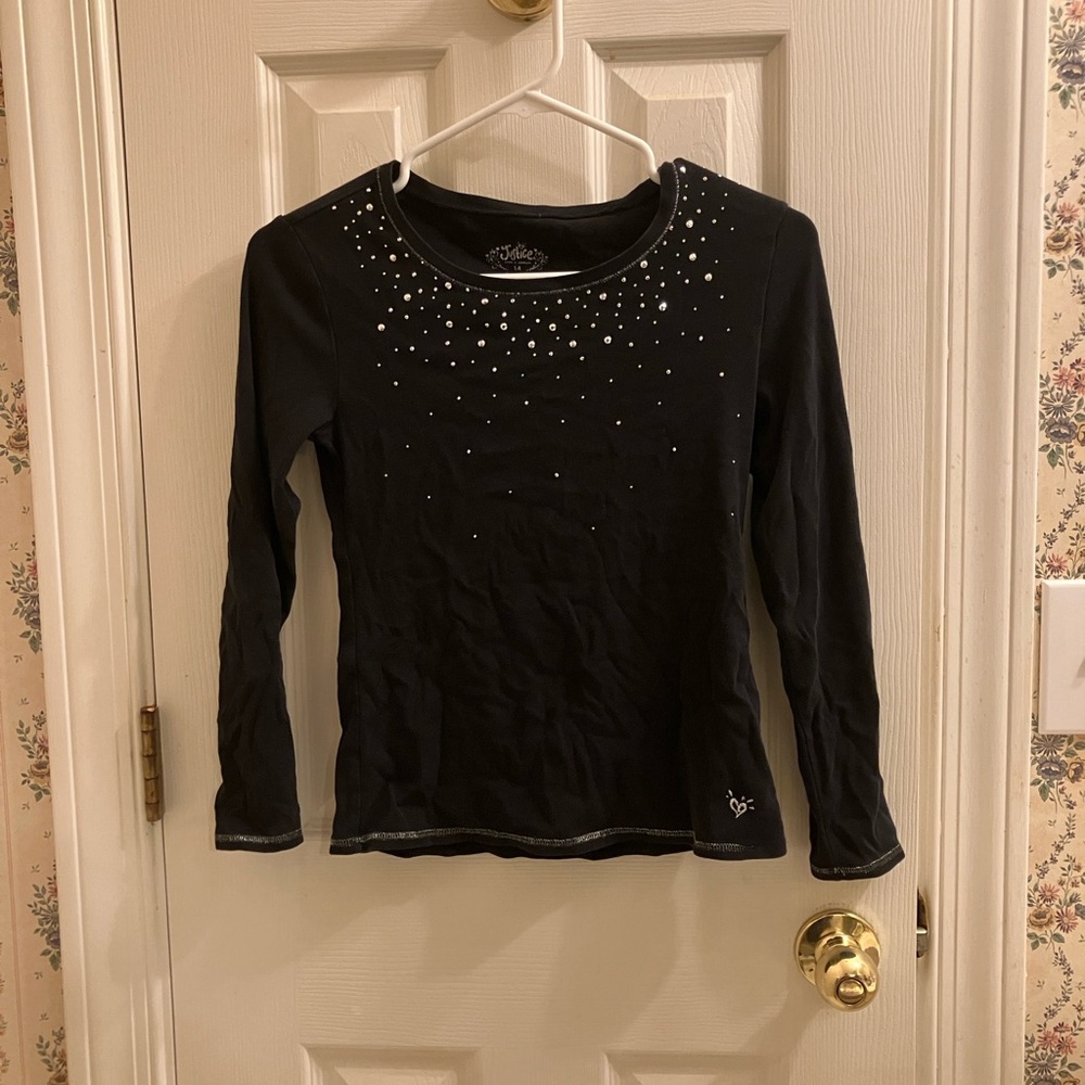 Justice Black and Silver Long Sleeve Top